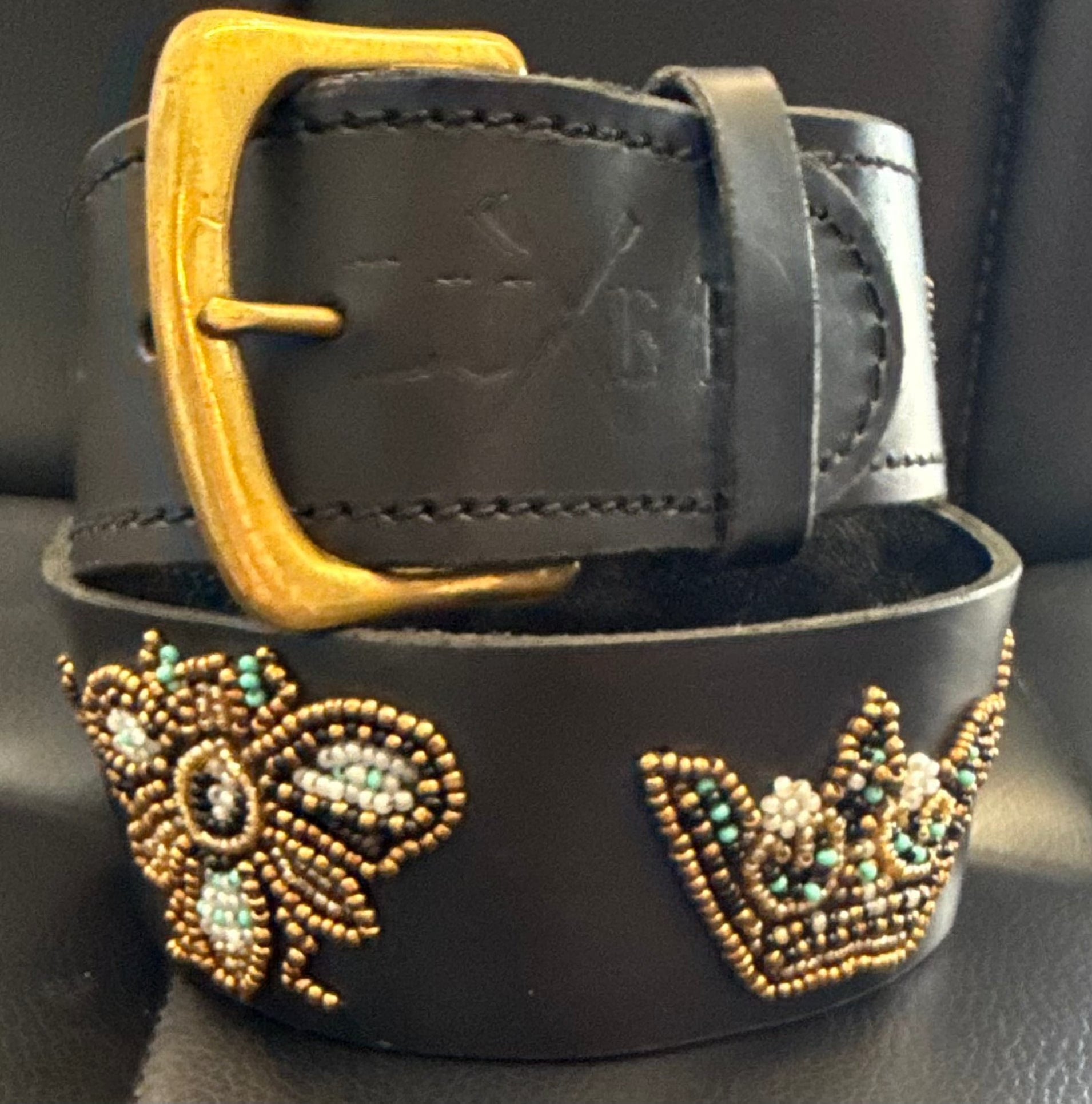 Zinj Designs Belt Bee and Crown blue Belt- 1.75" Beaded Assorted Designs XXS equestrian team apparel online tack store mobile tack store custom farm apparel custom show stable clothing equestrian lifestyle horse show clothing riding clothes Belt- 1.75" Beaded Assorted Designs XXS horses equestrian tack store