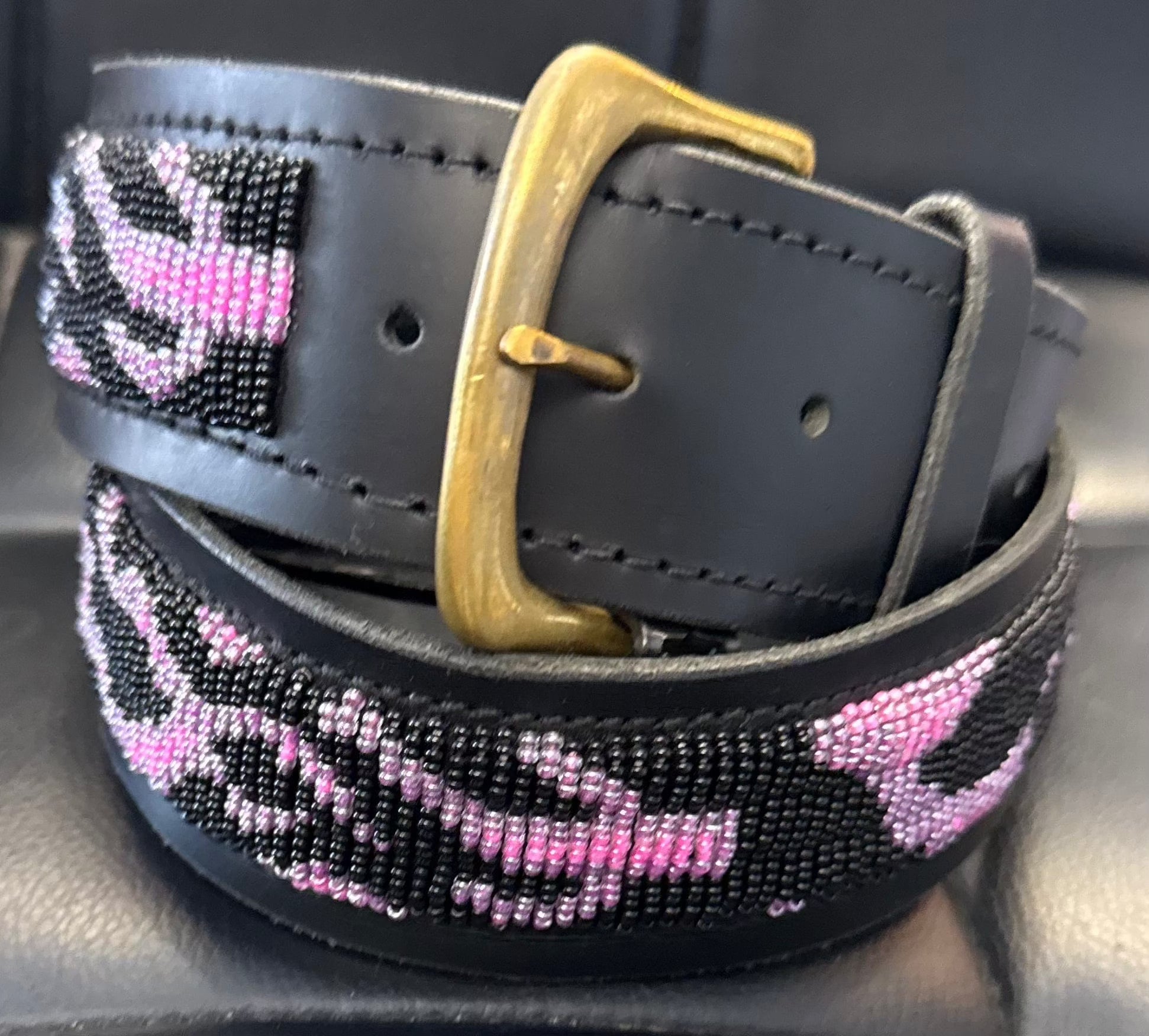 Zinj Designs Purple Pink Flames Belt- 1.75" Beaded Assorted Designs M/L equestrian team apparel online tack store mobile tack store custom farm apparel custom show stable clothing equestrian lifestyle horse show clothing riding clothes Belt- 1.75" Beaded Assorted Designs M/L horses equestrian tack store