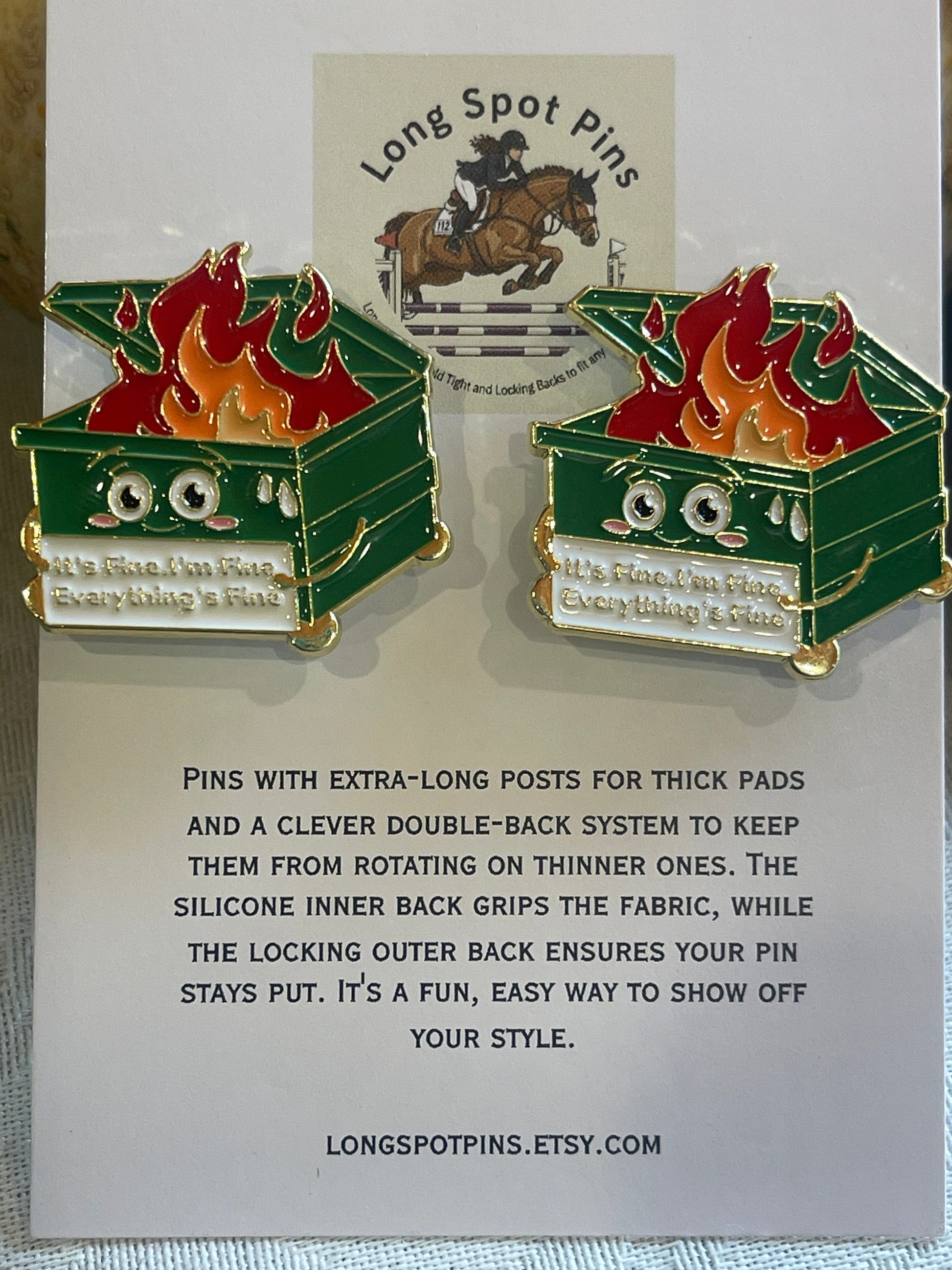 Long Spot Pins Dumpster Fire Long Spot Pins- Number Pins equestrian team apparel online tack store mobile tack store custom farm apparel custom show stable clothing equestrian lifestyle horse show clothing riding clothes Long Spot Pins- Number Pins horses equestrian tack store
