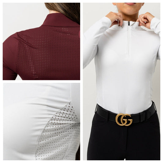 TKEQ Women's Shirt TKEQ- The Logan Perforated Competition Top equestrian team apparel online tack store mobile tack store custom farm apparel custom show stable clothing equestrian lifestyle horse show clothing riding clothes horses equestrian tack store