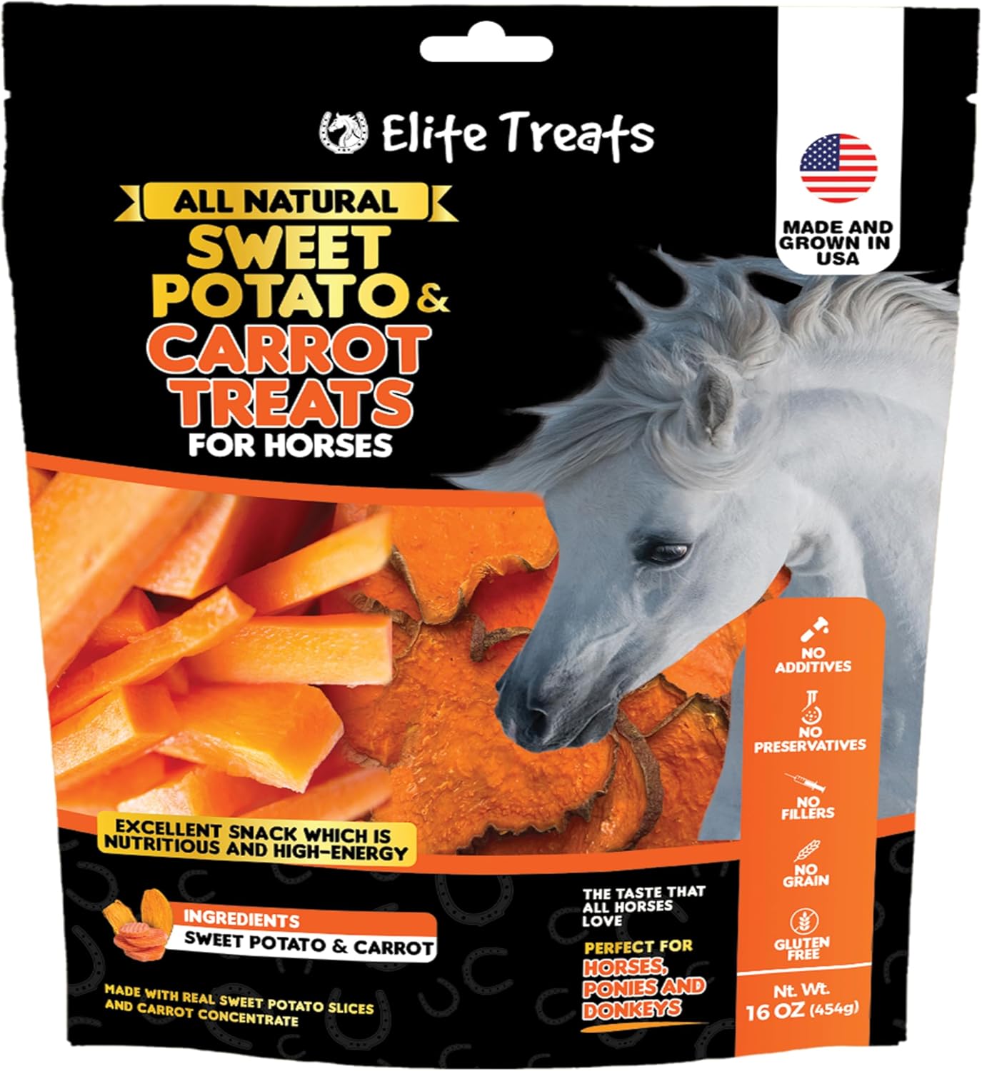elite treats horse treats 8 oz / Sweet Potato and Carrot Elite Treats- Horse equestrian team apparel online tack store mobile tack store custom farm apparel custom show stable clothing equestrian lifestyle horse show clothing riding clothes Elite Treats- Horse horses equestrian tack store