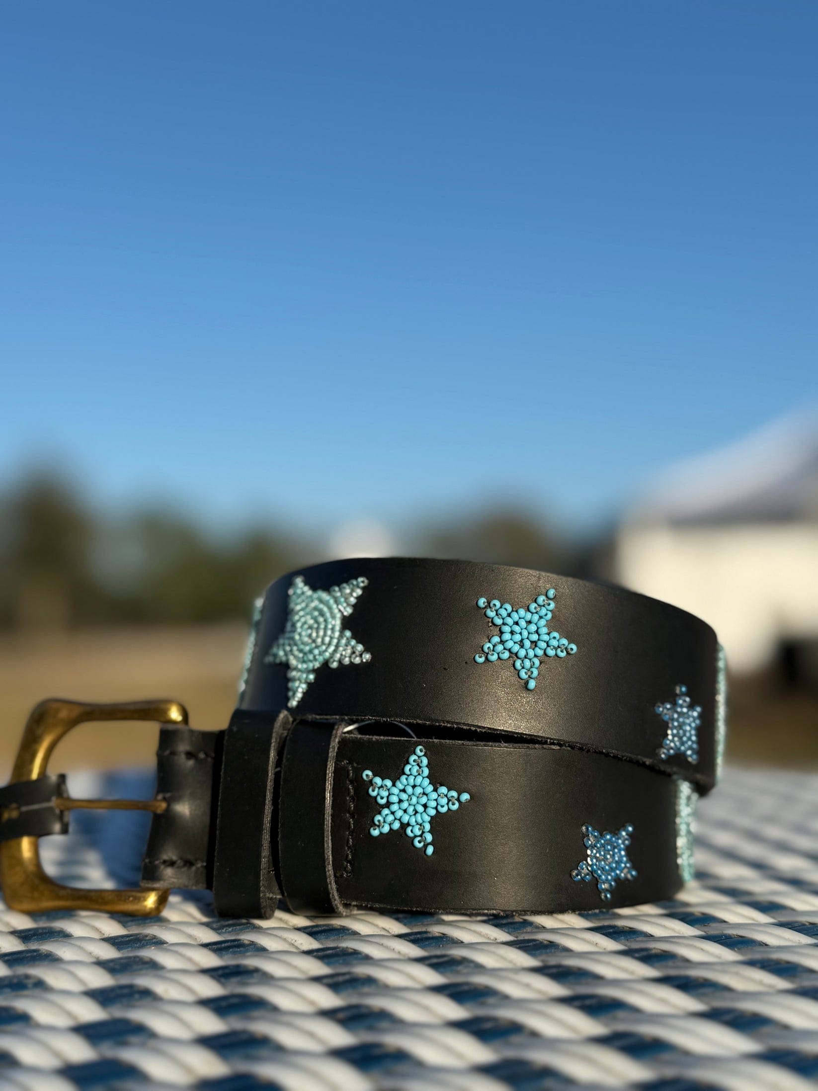 Zinj Designs Belt Stars (Blue) Belt- 1.75" Beaded Assorted Designs XXS equestrian team apparel online tack store mobile tack store custom farm apparel custom show stable clothing equestrian lifestyle horse show clothing riding clothes Belt- 1.75" Beaded Assorted Designs XXS horses equestrian tack store