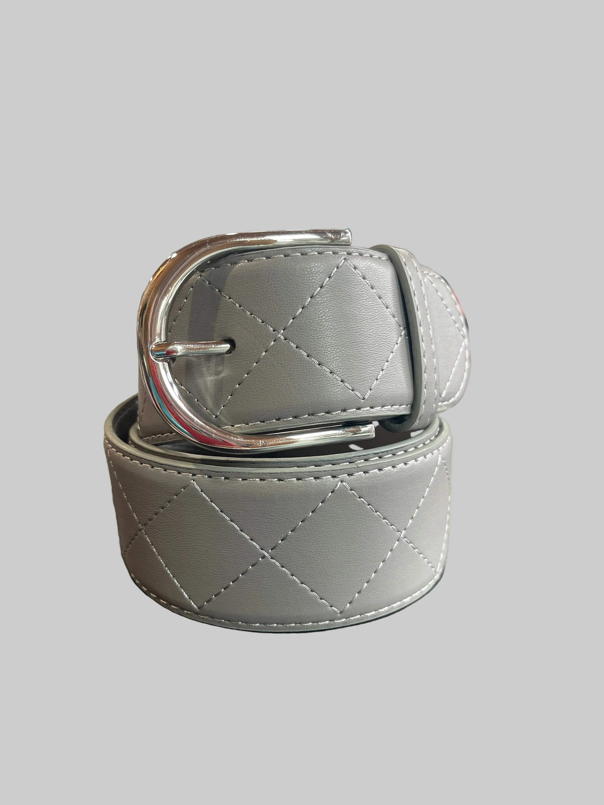Mane Street Belt Grey/Silver Buckle / XXS Mane Street- Quilted Leather Belts equestrian team apparel online tack store mobile tack store custom farm apparel custom show stable clothing equestrian lifestyle horse show clothing riding clothes Mane Street- Quilted Leather Belts horses equestrian tack store