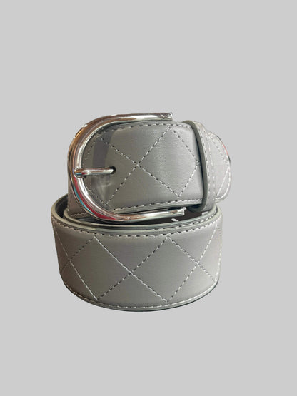 Mane Street Belt Grey/Silver Buckle / XXS Mane Street- Quilted Leather Belts equestrian team apparel online tack store mobile tack store custom farm apparel custom show stable clothing equestrian lifestyle horse show clothing riding clothes Mane Street- Quilted Leather Belts horses equestrian tack store