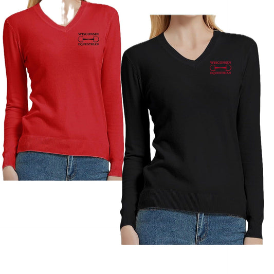 Equestrian Team Apparel Wisconsin Equestrian Ladies V Neck Sweater equestrian team apparel online tack store mobile tack store custom farm apparel custom show stable clothing equestrian lifestyle horse show clothing riding clothes Wisconsin Equestrian Ladies V Neck Sweater horses equestrian tack store