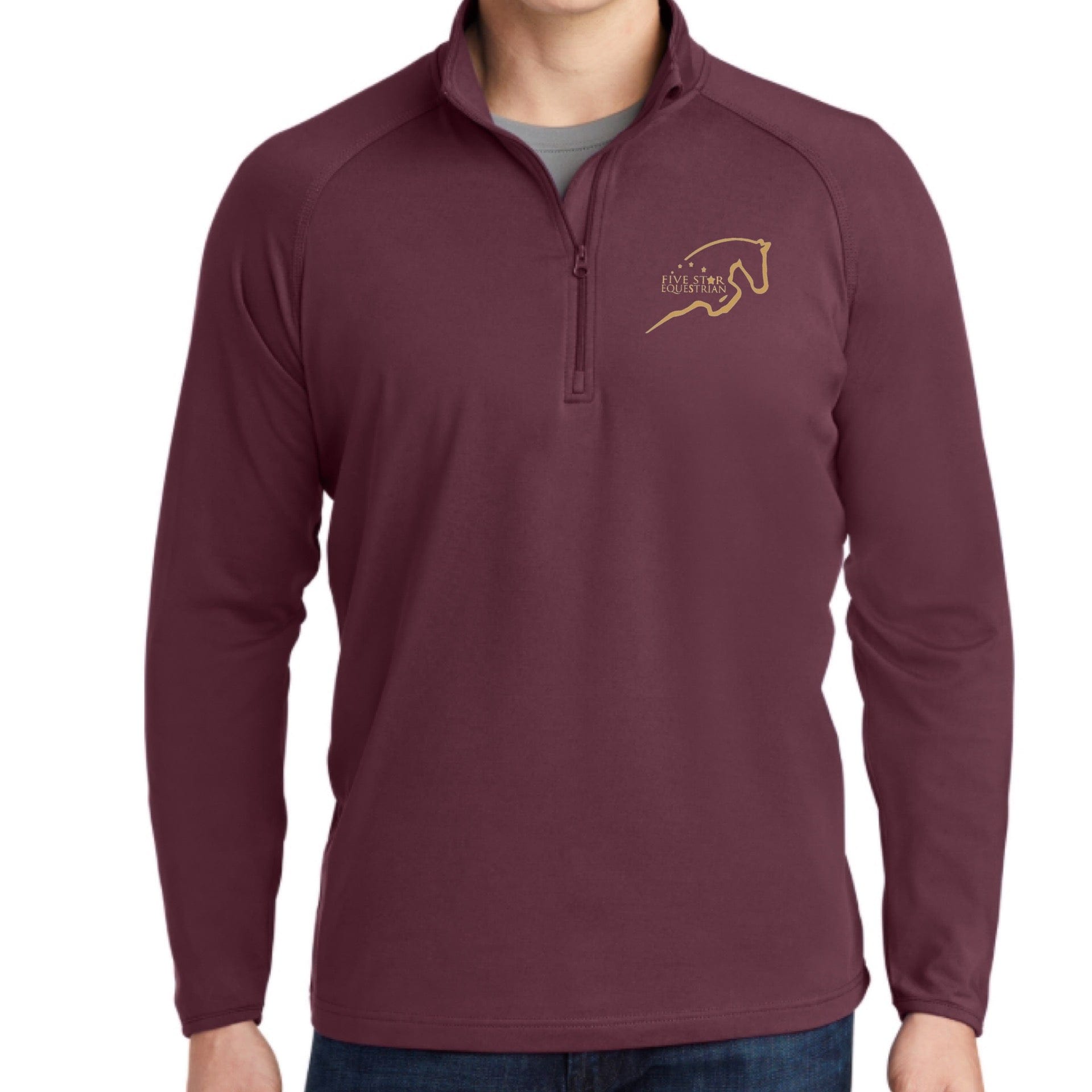 Equestrian Team Apparel Five Star Equestrian Men’s 1/4 Zip Shirt equestrian team apparel online tack store mobile tack store custom farm apparel custom show stable clothing equestrian lifestyle horse show clothing riding clothes horses equestrian tack store