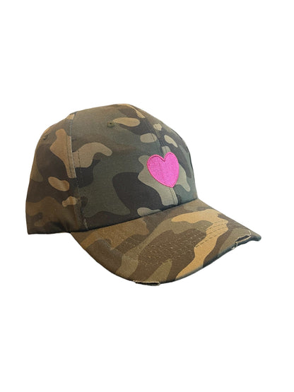 Equestrian Team Apparel Hats Green Camo/Pink Heart Haute Shore- Baseball Cap equestrian team apparel online tack store mobile tack store custom farm apparel custom show stable clothing equestrian lifestyle horse show clothing riding clothes horses equestrian tack store