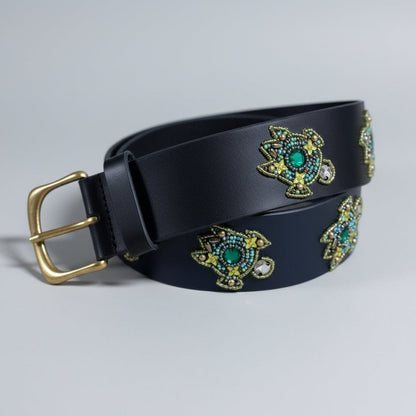 Zinj Designs Belt Turtles (Green) Belt- 1.75" Beaded Assorted Designs XXS equestrian team apparel online tack store mobile tack store custom farm apparel custom show stable clothing equestrian lifestyle horse show clothing riding clothes Belt- 1.75" Beaded Assorted Designs XXS horses equestrian tack store