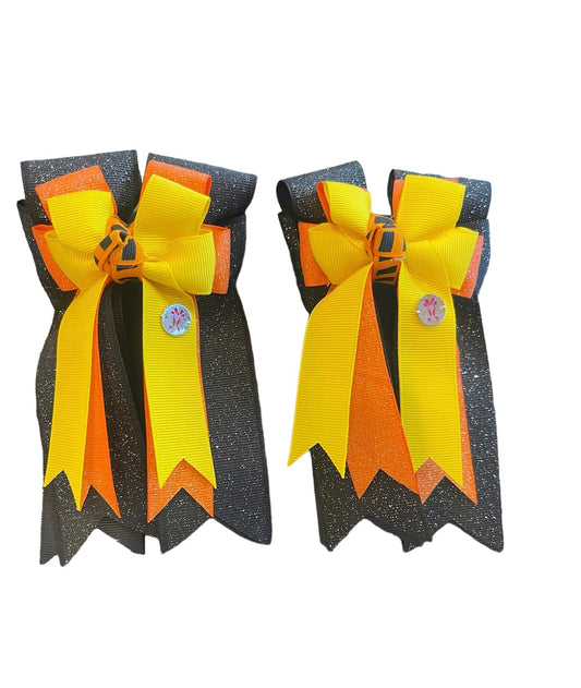 Ponytail Bows Online 3" Tails PonyTail Bows- Halloween Glitter equestrian team apparel online tack store mobile tack store custom farm apparel custom show stable clothing equestrian lifestyle horse show clothing riding clothes PonyTail Bows- Halloween Glitter horses equestrian tack store