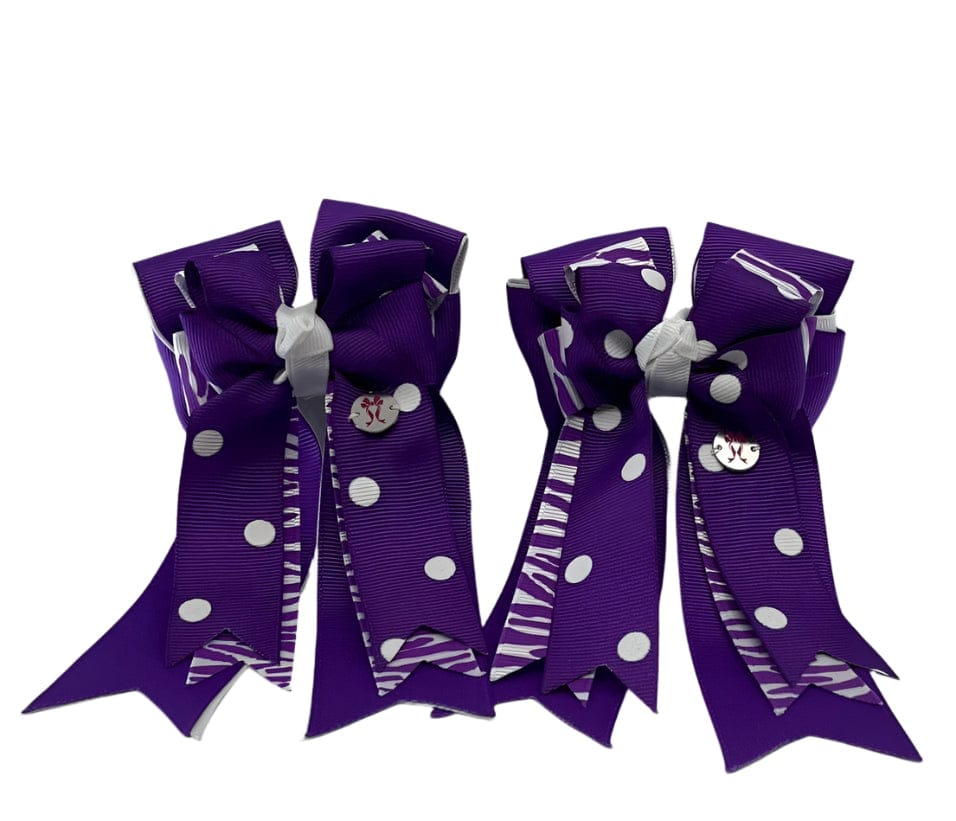 Ponytail Bows Online 3" Tails PonyTail Bows- Zebra (Purple Passion/Polka Dot) equestrian team apparel online tack store mobile tack store custom farm apparel custom show stable clothing equestrian lifestyle horse show clothing riding clothes PonyTail Bows- Zebra (Purple Passion/Polka Dot) horses equestrian tack store