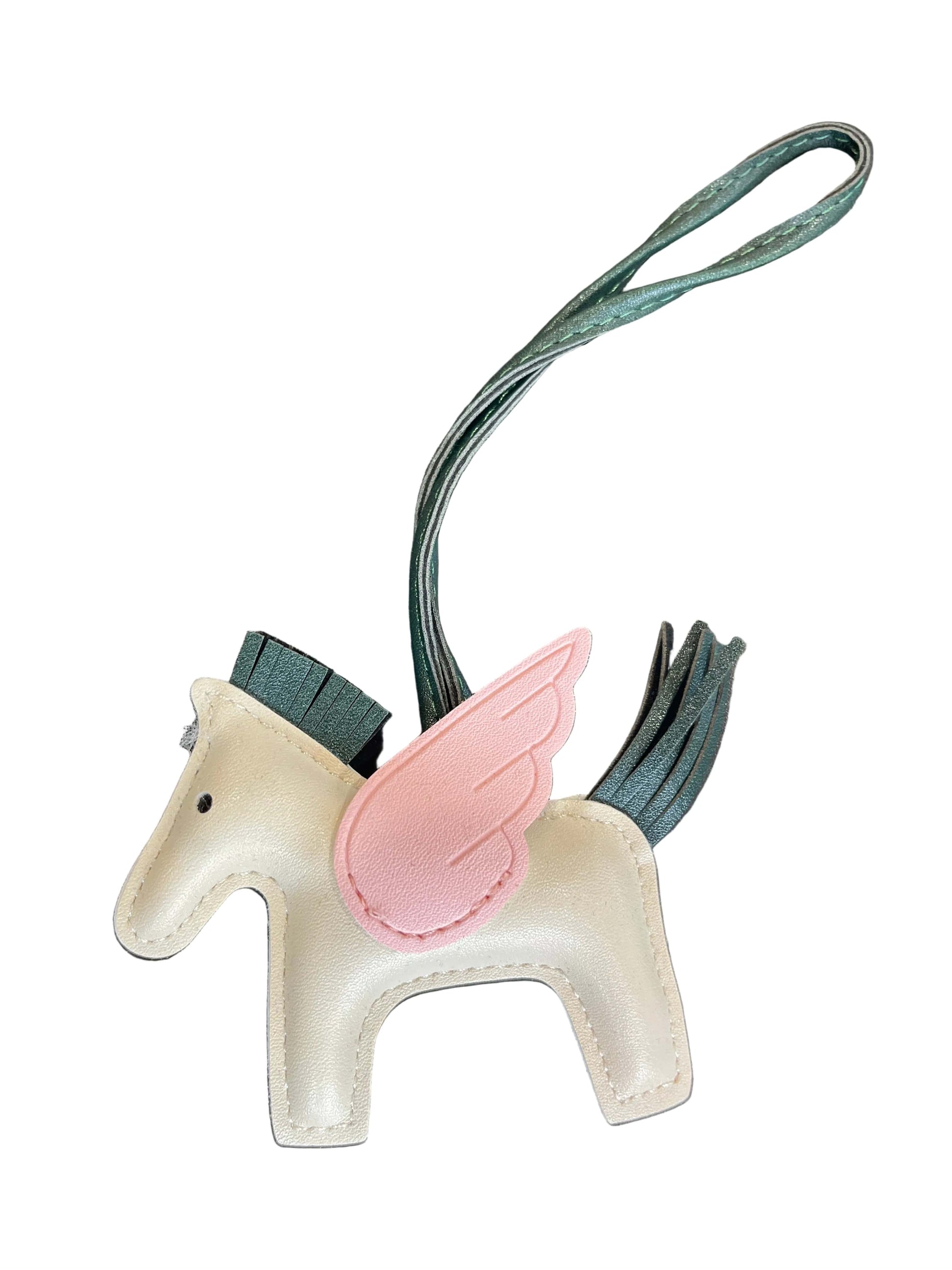 Barn Babe Equestrian charm Cream/Lt. Pink/Hunter Green Pegasus Bag Charm equestrian team apparel online tack store mobile tack store custom farm apparel custom show stable clothing equestrian lifestyle horse show clothing riding clothes Pegasus Bag Charm horses equestrian tack store