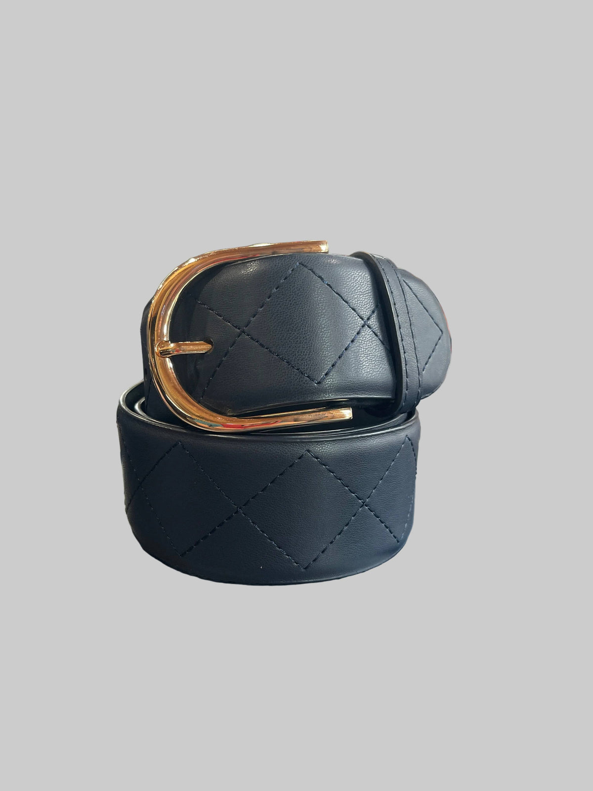 Mane Street Belt Navy/Gold Buckle / XXS Mane Street- Quilted Leather Belts equestrian team apparel online tack store mobile tack store custom farm apparel custom show stable clothing equestrian lifestyle horse show clothing riding clothes Mane Street- Quilted Leather Belts horses equestrian tack store
