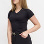 TKEQ Women's Casual Shirt XS/S TKEQ- Kennedy Seamless Short Sleeve V Neck (Black) equestrian team apparel online tack store mobile tack store custom farm apparel custom show stable clothing equestrian lifestyle horse show clothing riding clothes TKEQ- Kennedy Seamless Short Sleeve V Neck (Black) horses equestrian tack store