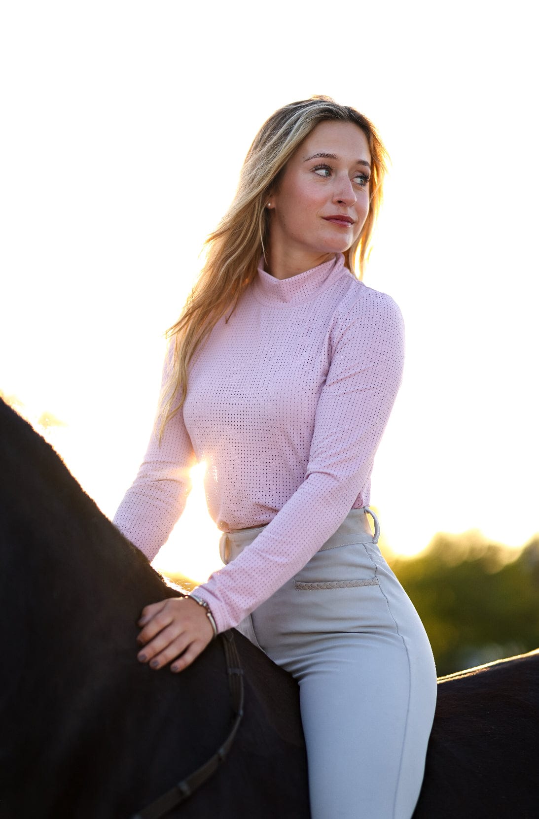 Equisite Elements of Style Women's Shirt XXS / Peony Equisite Elements- Alesia High Collar Technical Top equestrian team apparel online tack store mobile tack store custom farm apparel custom show stable clothing equestrian lifestyle horse show clothing riding clothes Equisite Elements- Alesia High Collar Technical Top horses equestrian tack store