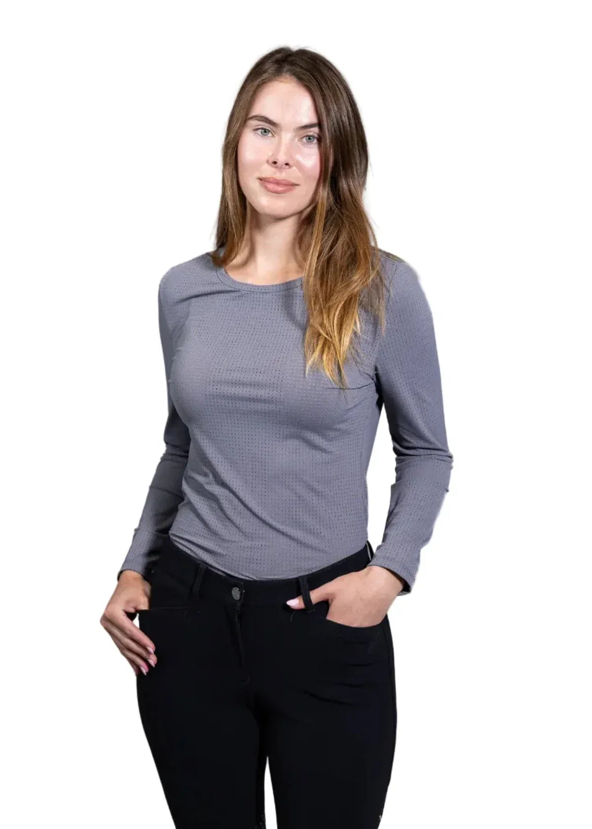 Equisite Elements of Style clothing XXS / Dove Equisite Elements- Cadence Perforated Tee Shirt (Long Sleeve) equestrian team apparel online tack store mobile tack store custom farm apparel custom show stable clothing equestrian lifestyle horse show clothing riding clothes Equisite Elements- Cadence Perforated Tee Shirt (Long Sleeve) horses equestrian tack store