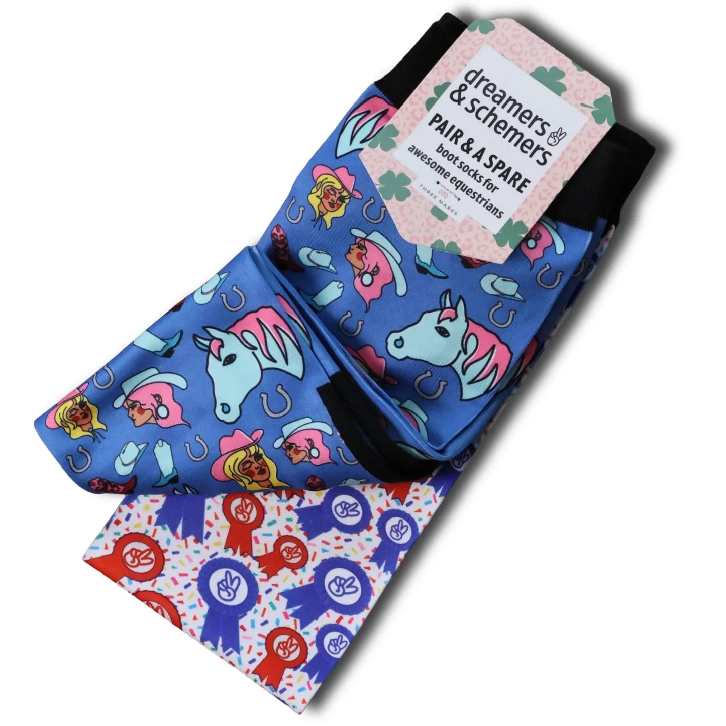 dreamers & schemers Boot Sock Dreamers & Schemers-  Cowgirl Rodeo Pair & a Spare equestrian team apparel online tack store mobile tack store custom farm apparel custom show stable clothing equestrian lifestyle horse show clothing riding clothes Unicorns & Fluffy Clouds Horse Riding  Boot Socks horses equestrian tack store