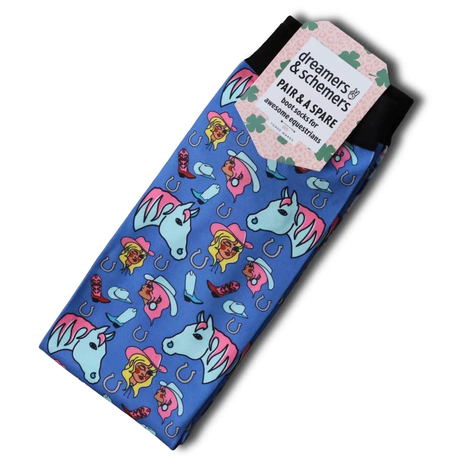 dreamers & schemers Boot Sock Dreamers & Schemers-  Cowgirl Rodeo Pair & a Spare equestrian team apparel online tack store mobile tack store custom farm apparel custom show stable clothing equestrian lifestyle horse show clothing riding clothes Unicorns & Fluffy Clouds Horse Riding  Boot Socks horses equestrian tack store