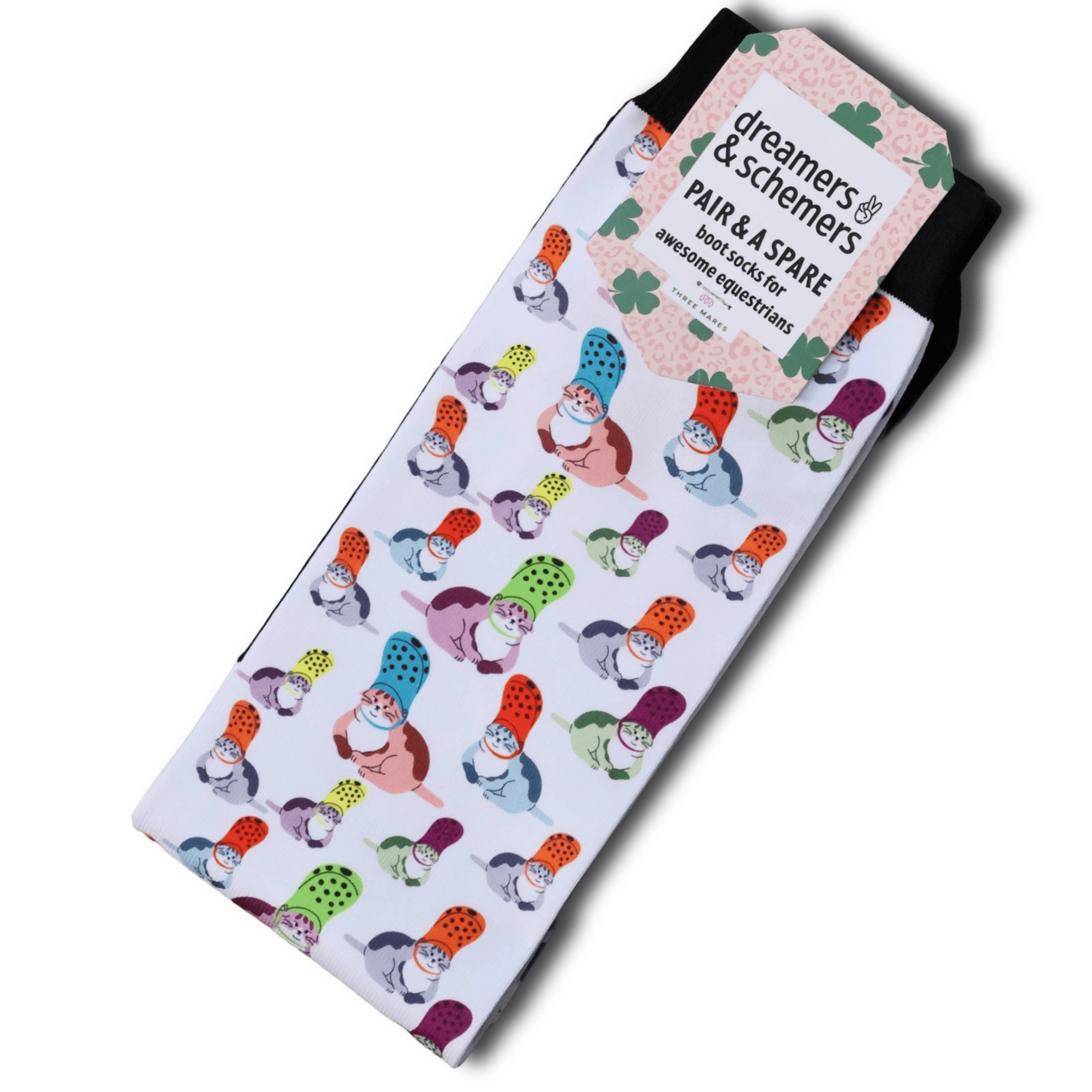 dreamers & schemers Boot Sock Dreamers & Schemers- Croc Cat equestrian team apparel online tack store mobile tack store custom farm apparel custom show stable clothing equestrian lifestyle horse show clothing riding clothes Unicorns & Fluffy Clouds Horse Riding  Boot Socks horses equestrian tack store