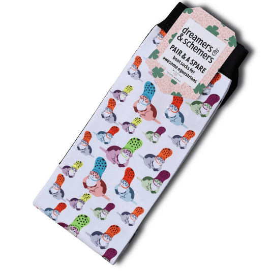 dreamers & schemers Boot Sock Dreamers & Schemers- Croc Cat equestrian team apparel online tack store mobile tack store custom farm apparel custom show stable clothing equestrian lifestyle horse show clothing riding clothes Unicorns & Fluffy Clouds Horse Riding  Boot Socks horses equestrian tack store