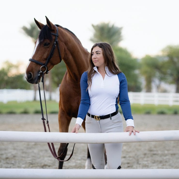 Horze Sunshirt XS / Classic Navy TKEQ- Sloan Competition Top LS equestrian team apparel online tack store mobile tack store custom farm apparel custom show stable clothing equestrian lifestyle horse show clothing riding clothes horses equestrian tack store