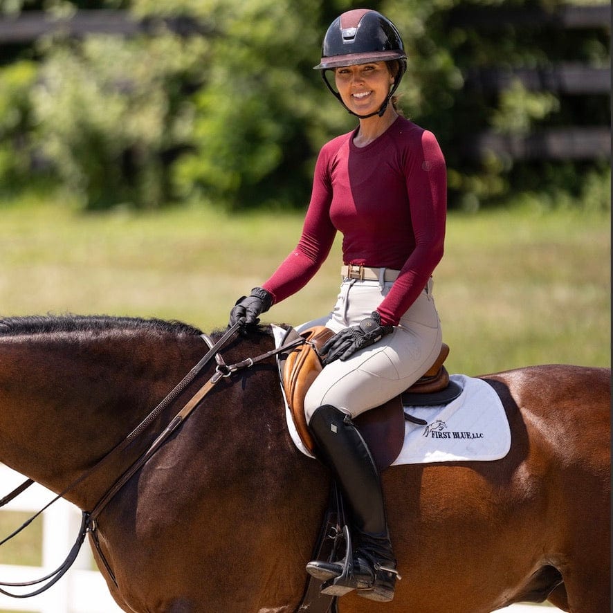 TKEQ Women's Casual Shirt TKEQ- Kennedy Seamless Long Sleeve Shirt 2.0 (Rich Burgundy) equestrian team apparel online tack store mobile tack store custom farm apparel custom show stable clothing equestrian lifestyle horse show clothing riding clothes TKEQ- Kennedy Seamless Long Sleeve Shirt 2.0 (Rich Burgundy) horses equestrian tack store