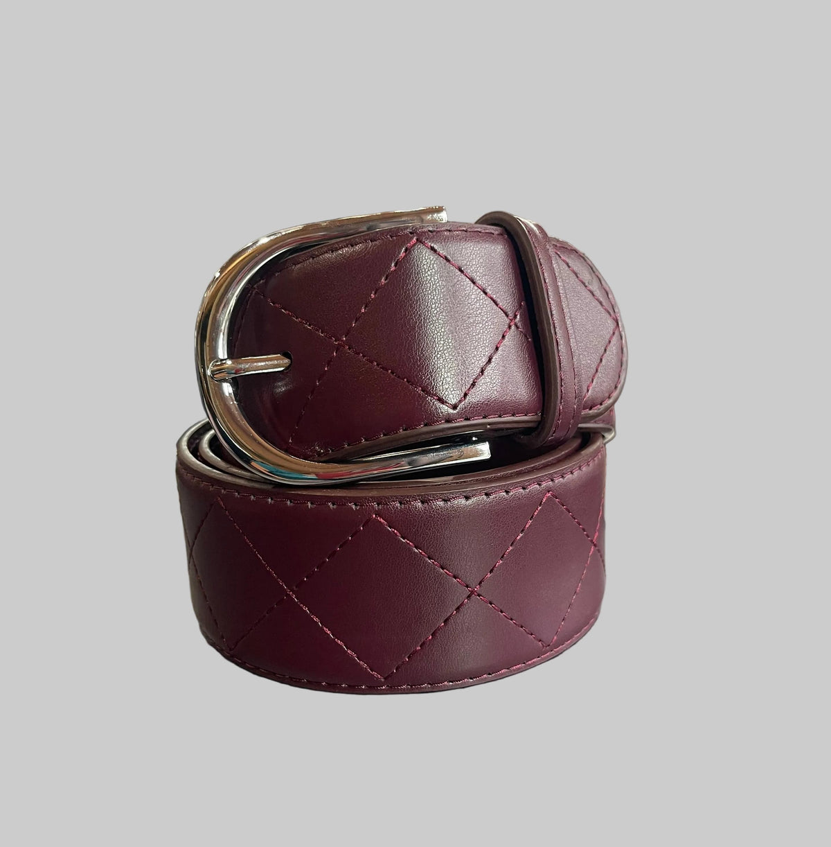 Mane Street Belt Burgundy/Silver Buckle / XXS Mane Street- Quilted Leather Belts equestrian team apparel online tack store mobile tack store custom farm apparel custom show stable clothing equestrian lifestyle horse show clothing riding clothes Mane Street- Quilted Leather Belts horses equestrian tack store