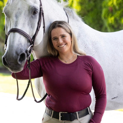TKEQ Women's Casual Shirt TKEQ- Kennedy Seamless Long Sleeve Shirt 2.0 (Rich Burgundy) equestrian team apparel online tack store mobile tack store custom farm apparel custom show stable clothing equestrian lifestyle horse show clothing riding clothes TKEQ- Kennedy Seamless Long Sleeve Shirt 2.0 (Rich Burgundy) horses equestrian tack store