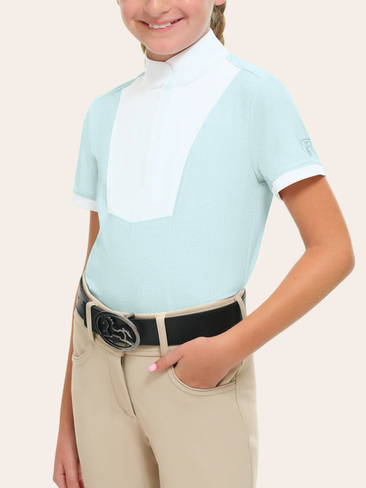 RJ Classics Kid's Show Shirt S (6-7) / Sky Lattice RJ Classics- Elise Jr Show Shirt equestrian team apparel online tack store mobile tack store custom farm apparel custom show stable clothing equestrian lifestyle horse show clothing riding clothes RJ Classics- Elise Jr Show Shirt horses equestrian tack store