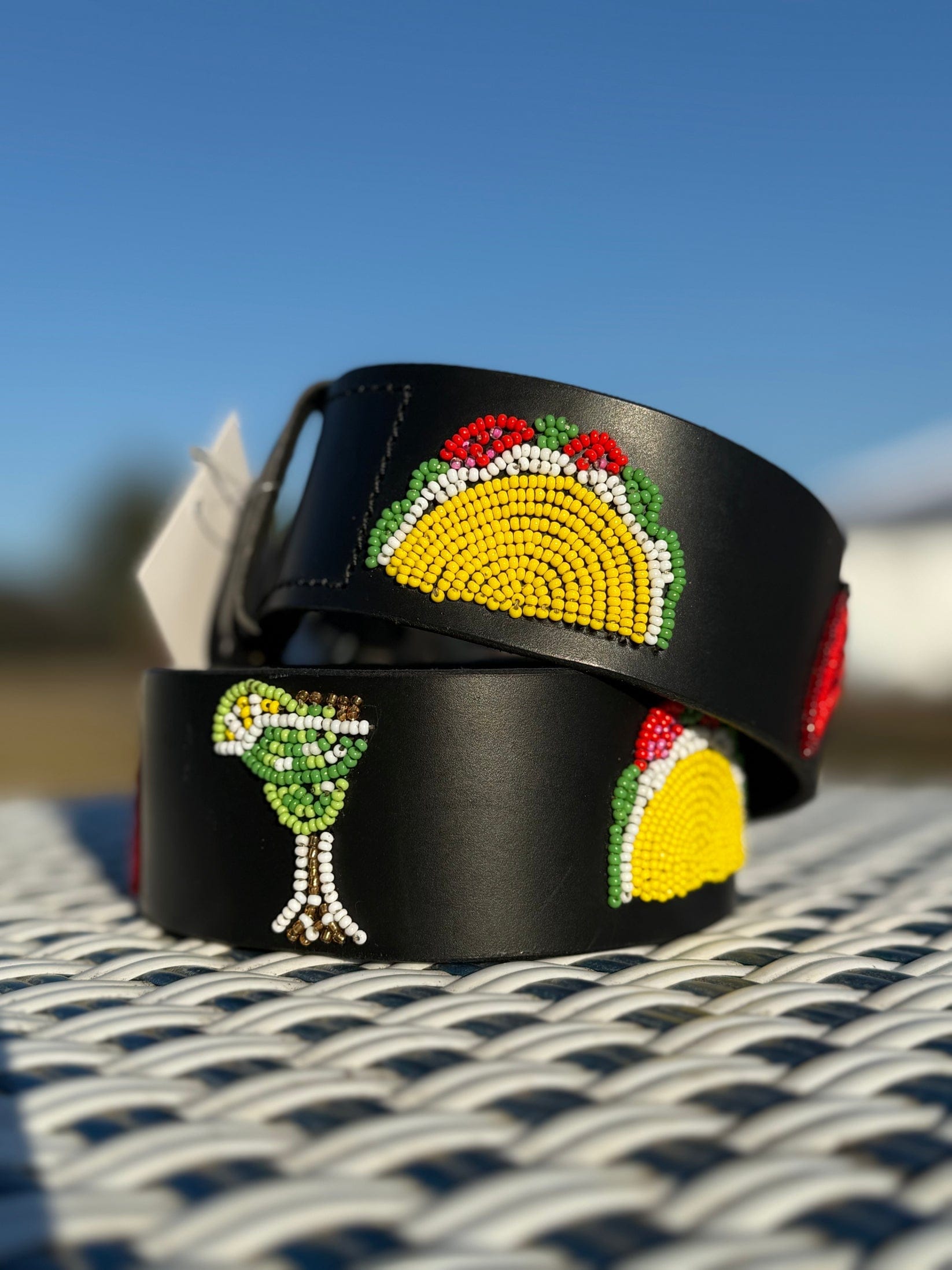 Zinj Designs Taco Tuesday Belt- 1.75" Beaded Assorted Designs M equestrian team apparel online tack store mobile tack store custom farm apparel custom show stable clothing equestrian lifestyle horse show clothing riding clothes Belt- 1.75" Beaded Assorted Designs M horses equestrian tack store
