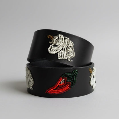 Zinj Designs Spicy Unicorn Belt- 1.75" Beaded Assorted Designs XS/S equestrian team apparel online tack store mobile tack store custom farm apparel custom show stable clothing equestrian lifestyle horse show clothing riding clothes Belt- 1.75" Beaded Assorted Designs XS/S horses equestrian tack store