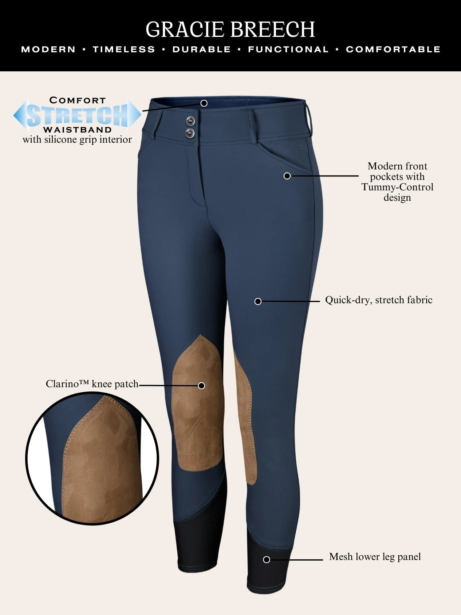RJ Classics ladies breeches RJ Classics- Gracie Knee Patch Breeches equestrian team apparel online tack store mobile tack store custom farm apparel custom show stable clothing equestrian lifestyle horse show clothing riding clothes RJ Classics- Gracie Knee Patch Breeches horses equestrian tack store