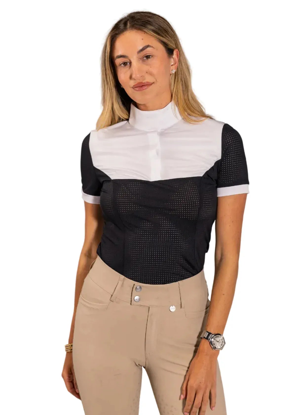 Equisite Elements of Style women's show shirt XS / Jet Black Equisite Elements- Genevieve Snap Collar equestrian team apparel online tack store mobile tack store custom farm apparel custom show stable clothing equestrian lifestyle horse show clothing riding clothes Equisite Elements- Genevieve Snap Collar horses equestrian tack store