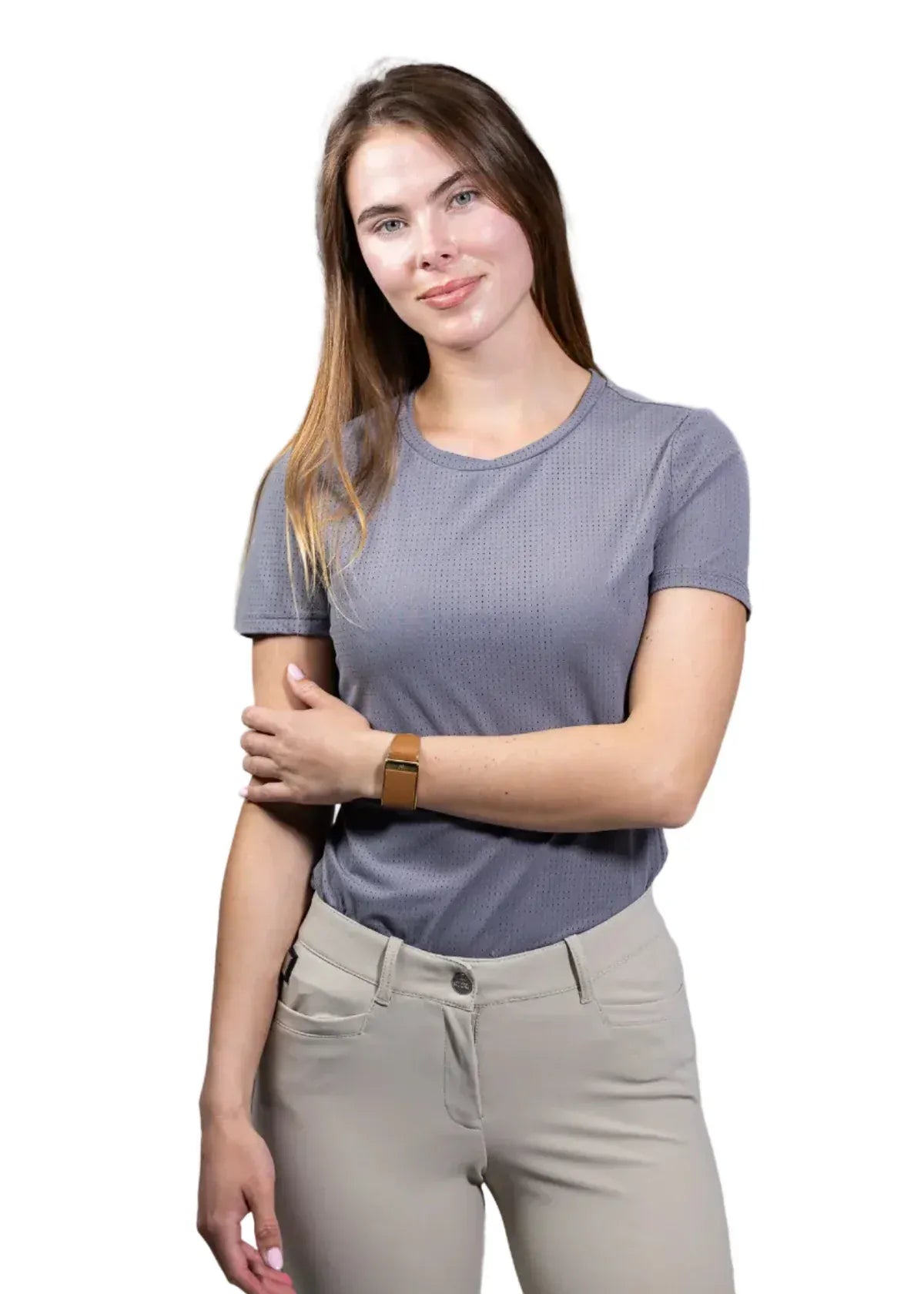 Equisite Elements of Style clothing XXS / Dove Equisite Elements- Hallie Perforated Tee Shirt equestrian team apparel online tack store mobile tack store custom farm apparel custom show stable clothing equestrian lifestyle horse show clothing riding clothes Equisite Elements- Hallie Perforated Tee Shirt horses equestrian tack store
