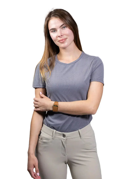 Equisite Elements of Style clothing XXS / Dove Equisite Elements- Hallie Perforated Tee Shirt equestrian team apparel online tack store mobile tack store custom farm apparel custom show stable clothing equestrian lifestyle horse show clothing riding clothes Equisite Elements- Hallie Perforated Tee Shirt horses equestrian tack store