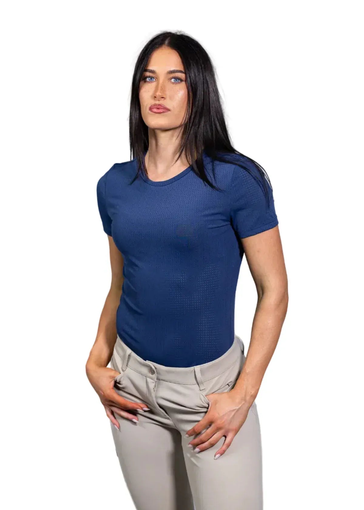 Equisite Elements of Style clothing XXS / Seastone Equisite Elements- Hallie Perforated Tee Shirt equestrian team apparel online tack store mobile tack store custom farm apparel custom show stable clothing equestrian lifestyle horse show clothing riding clothes Equisite Elements- Hallie Perforated Tee Shirt horses equestrian tack store