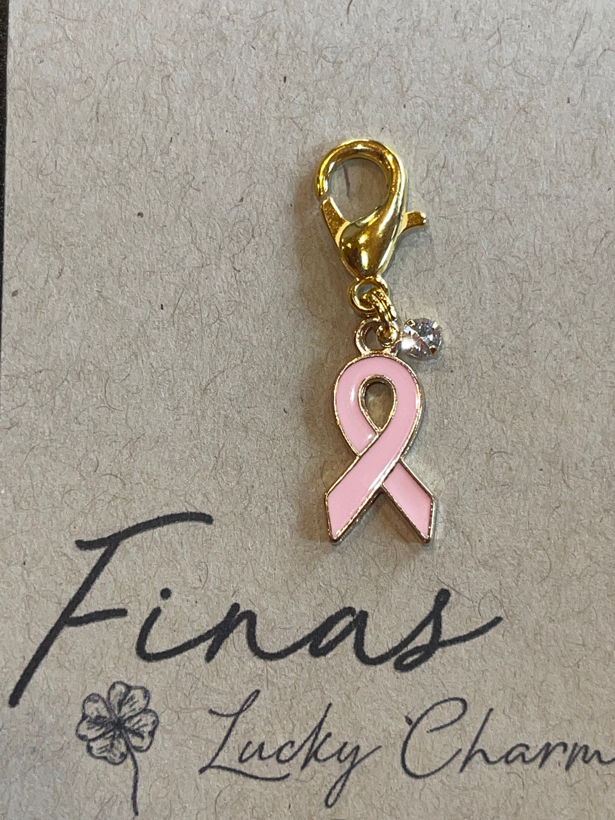 Fina's Lucky Charm charm Ribbon w/Diamond (Pink) Fina's Lucky Charm equestrian team apparel online tack store mobile tack store custom farm apparel custom show stable clothing equestrian lifestyle horse show clothing riding clothes horses equestrian tack store
