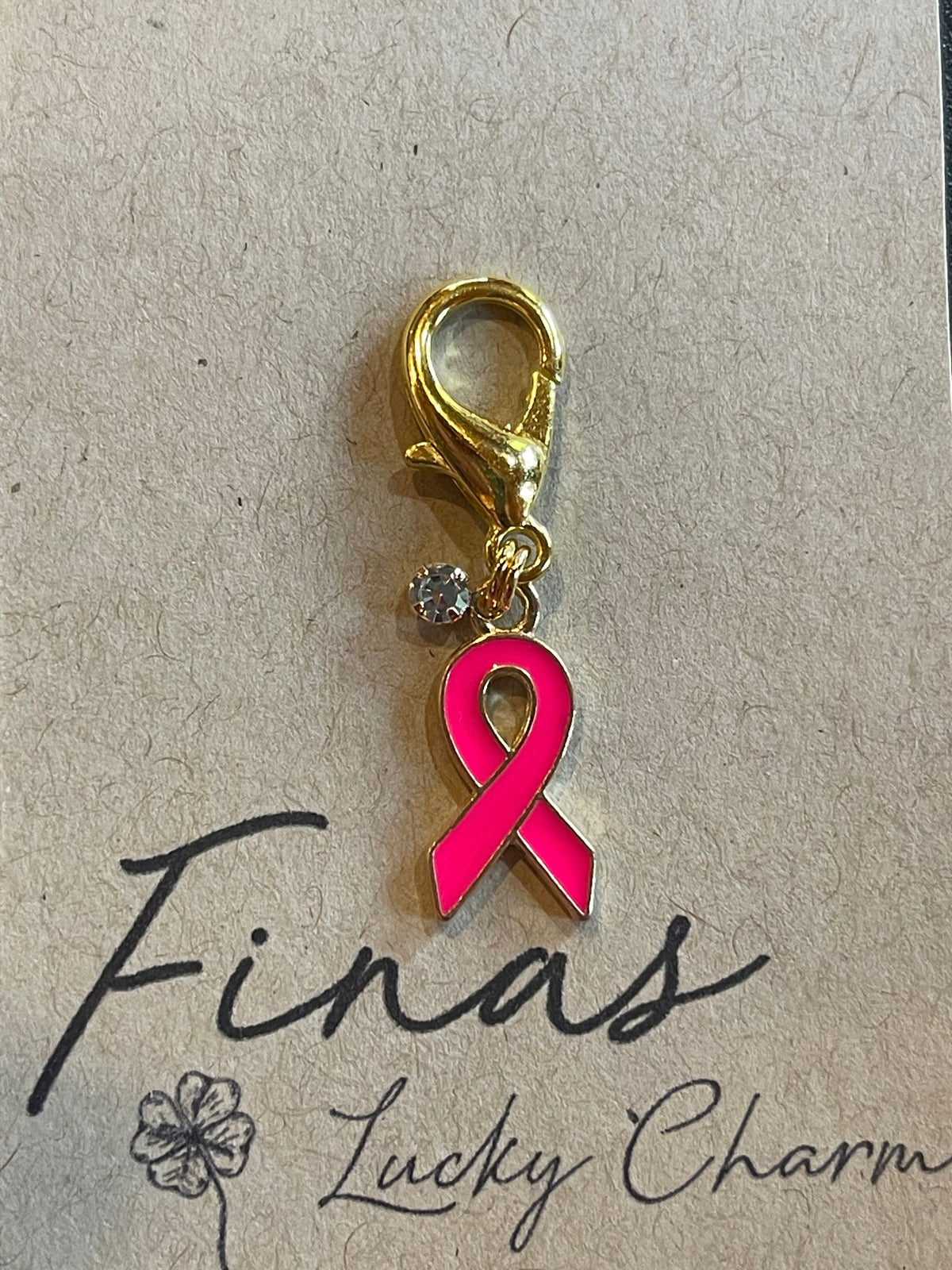 Fina's Lucky Charm charm Ribbon w/Diamond (Hot Pink) Fina's Lucky Charm equestrian team apparel online tack store mobile tack store custom farm apparel custom show stable clothing equestrian lifestyle horse show clothing riding clothes horses equestrian tack store