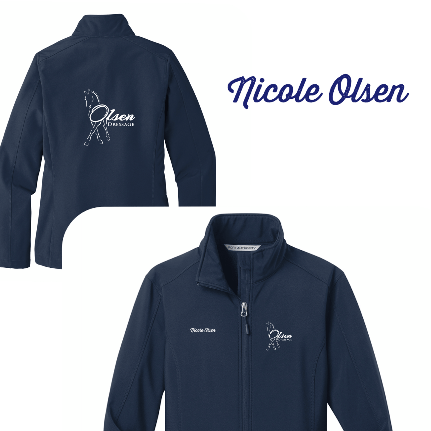 Equestrian Team Apparel Custom Team Shirts Nicole Olsen Dressage- Women's & Men's Shell Jacket Navy equestrian team apparel online tack store mobile tack store custom farm apparel custom show stable clothing equestrian lifestyle horse show clothing riding clothes horses equestrian tack store