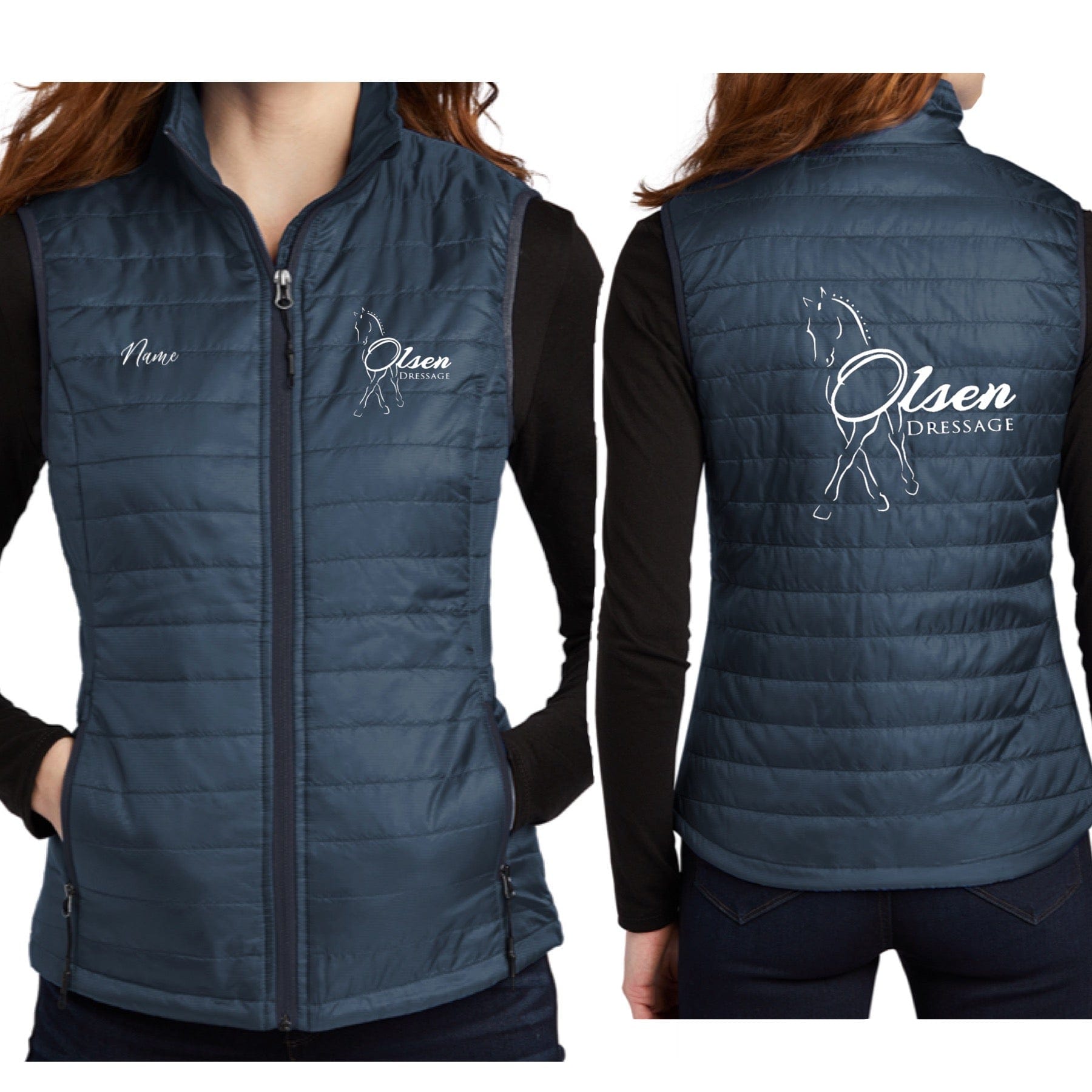 Equestrian Team Apparel Custom Team Jackets Nicole Olsen Dressage- Puffy Vest Women's & Men's equestrian team apparel online tack store mobile tack store custom farm apparel custom show stable clothing equestrian lifestyle horse show clothing riding clothes horses equestrian tack store