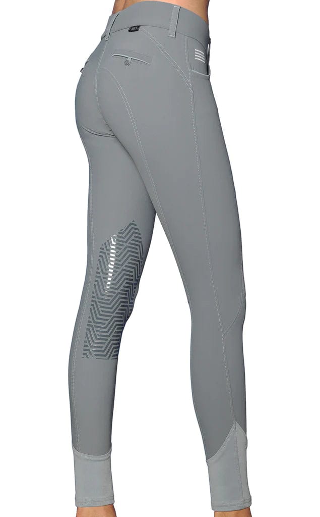 Lildy Sport Leggings Heather Grey / Neon Coral Stripes & Zipper