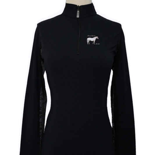 Equestrian Team Apparel XS / Black Grey Horse Farm - Ladies Sun Shirts equestrian team apparel online tack store mobile tack store custom farm apparel custom show stable clothing equestrian lifestyle horse show clothing riding clothes Grey Horse Farm - Ladies Sun Shirts horses equestrian tack store