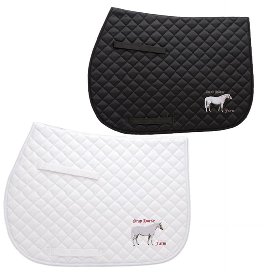 Equestrian Team Apparel White Grey Horse Farm - Saddle Pads equestrian team apparel online tack store mobile tack store custom farm apparel custom show stable clothing equestrian lifestyle horse show clothing riding clothes Grey Horse Farm - Saddle Pads horses equestrian tack store
