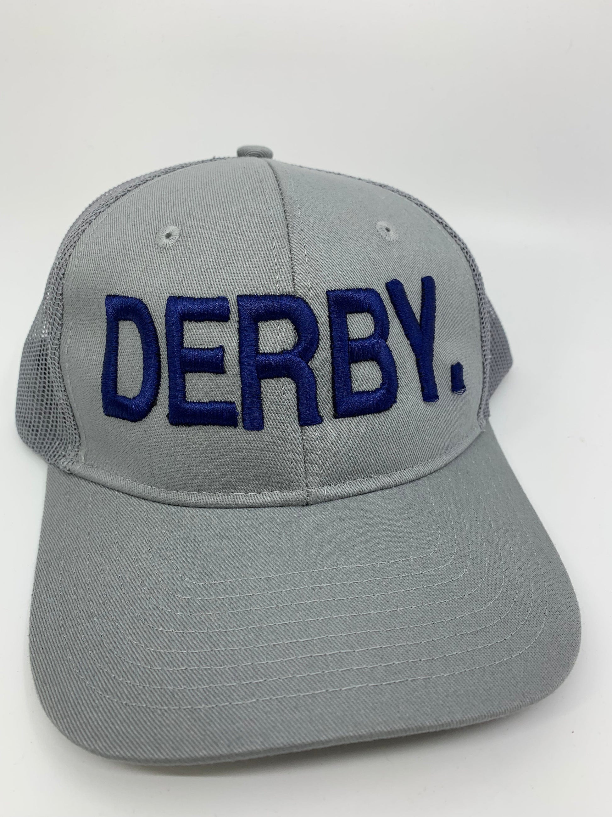 Equestrian Team Apparel Custom Team Hats Grey Trucker Cap-DERBY. equestrian team apparel online tack store mobile tack store custom farm apparel custom show stable clothing equestrian lifestyle horse show clothing riding clothes horses equestrian tack store