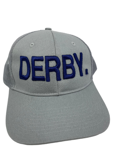 Equestrian Team Apparel Custom Team Hats Grey Trucker Cap-DERBY. equestrian team apparel online tack store mobile tack store custom farm apparel custom show stable clothing equestrian lifestyle horse show clothing riding clothes horses equestrian tack store