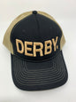 Equestrian Team Apparel Custom Team Hats Black/Khaki Trucker Cap-DERBY. equestrian team apparel online tack store mobile tack store custom farm apparel custom show stable clothing equestrian lifestyle horse show clothing riding clothes horses equestrian tack store