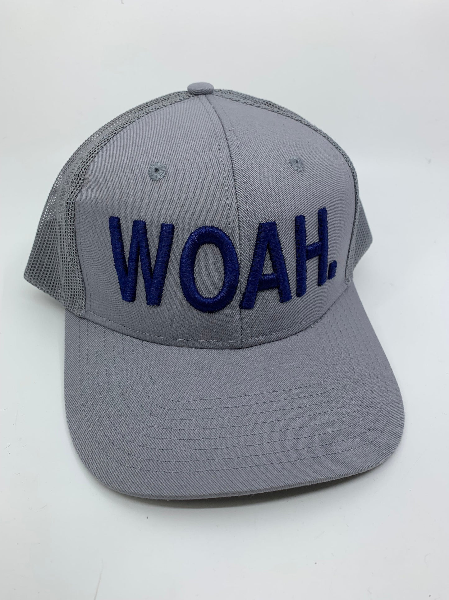 Equestrian Team Apparel Custom Team Hats Grey Trucker Cap-WOAH. equestrian team apparel online tack store mobile tack store custom farm apparel custom show stable clothing equestrian lifestyle horse show clothing riding clothes horses equestrian tack store