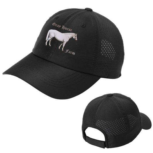 Equestrian Team Apparel Grey Horse Farm - Perforated Baseball Cap equestrian team apparel online tack store mobile tack store custom farm apparel custom show stable clothing equestrian lifestyle horse show clothing riding clothes Grey Horse Farm - Perforated Baseball Cap horses equestrian tack store