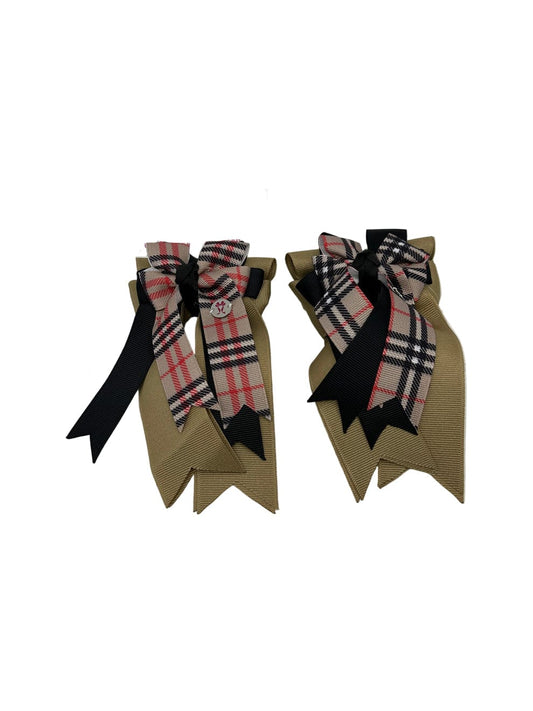 PonyTail Bows 3" Tails PonyTail Bows- Burberry Khaki equestrian team apparel online tack store mobile tack store custom farm apparel custom show stable clothing equestrian lifestyle horse show clothing riding clothes PonyTail Bows | Equestrian Hair Accessories horses equestrian tack store