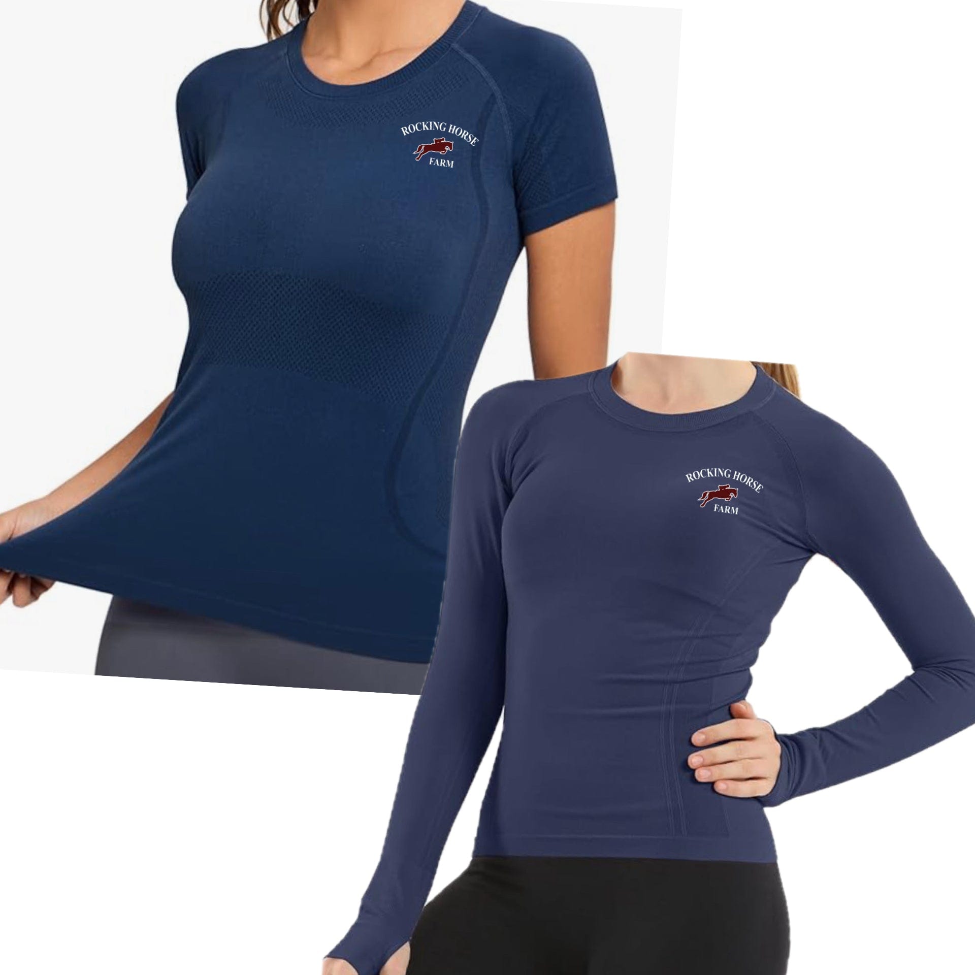 Equestrian Team Apparel Navy / XS / Long Sleeve Rocking Horse Farm - Tech Top equestrian team apparel online tack store mobile tack store custom farm apparel custom show stable clothing equestrian lifestyle horse show clothing riding clothes Rocking Horse Farm - Tech Top horses equestrian tack store