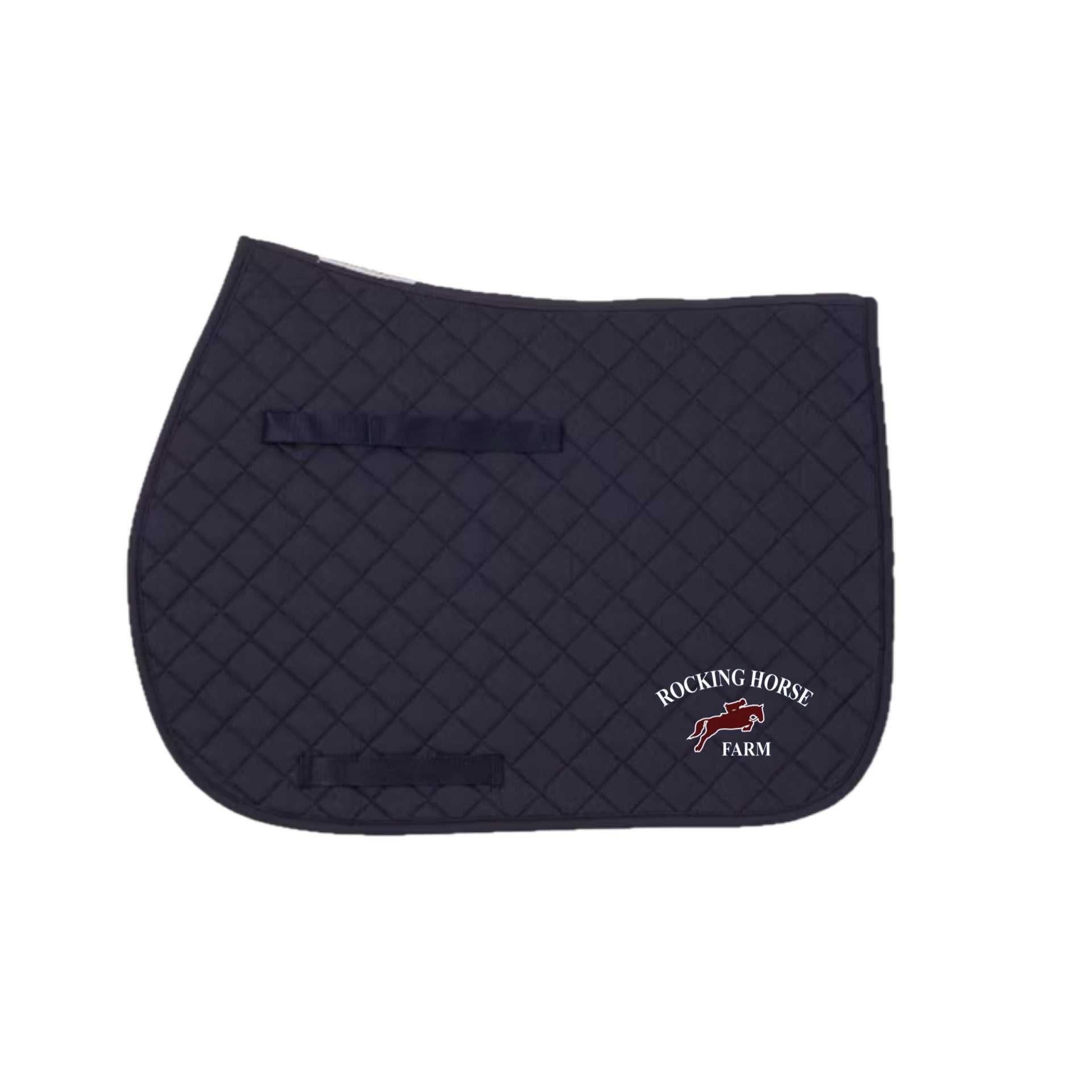 Equestrian Team Apparel Navy Rocking Horse Farm - Saddle Pad equestrian team apparel online tack store mobile tack store custom farm apparel custom show stable clothing equestrian lifestyle horse show clothing riding clothes Rocking Horse Farm - Saddle Pad horses equestrian tack store